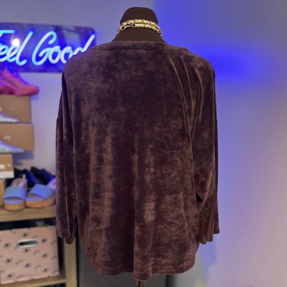 Pure Jill Oversized Deep Purple Drop Sleeve Velour Top - Picture 4 of 5